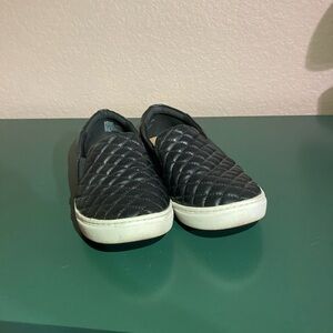 Lane Bryant Black Quilted Slip-On Sneakers with White Soles
